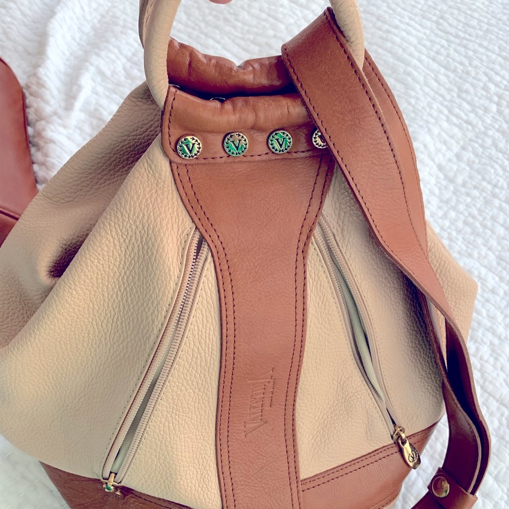 VALENTINA Italian Sling Bucket Bag Backpack Purse, New w/o tag.